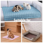 Cooling mat used on a sofa, on the floor, and inside a dog bed