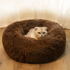 Calming Donut Dog Bed – Round Plush Anti-Anxiety Bed for Dogs & Cats (40–110 cm)
