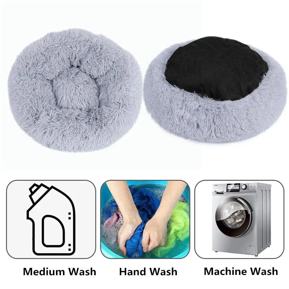 Calming Donut Dog Bed – Round Plush Anti-Anxiety Bed for Dogs & Cats (40–110 cm)