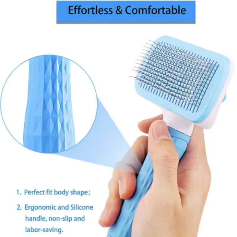 Self-Cleaning Pet Grooming Brush – Slicker Comb for Dogs & Cats
