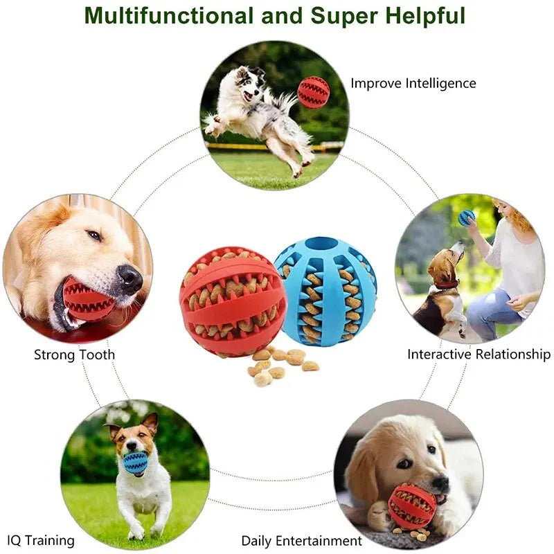 Dog Treat Ball – Bite-Resistant Rubber Chew Toy & Tooth-Cleaning Treat Dispenser