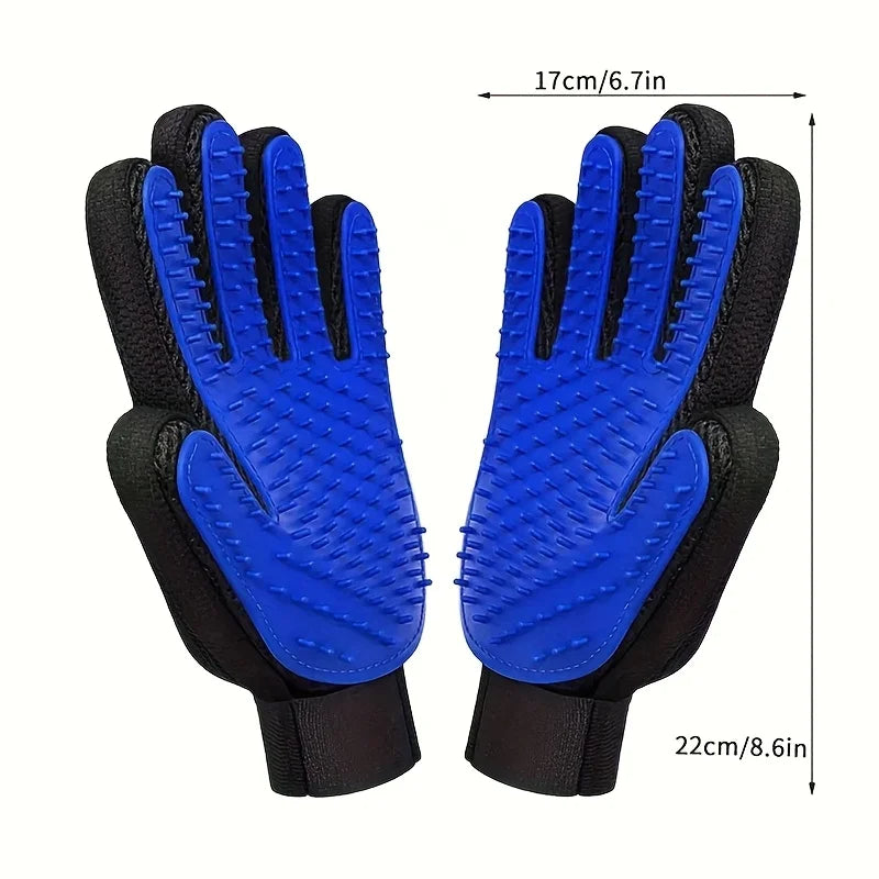 Pet Grooming Gloves (2-Pack) – Hair Removal & Massage Gloves for Dogs & Cats