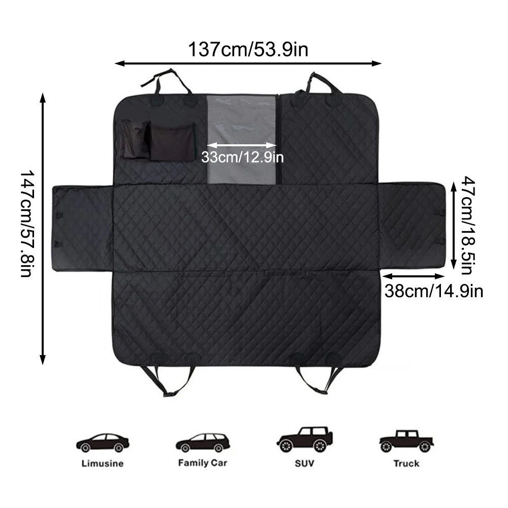 Dog Back Seat Cover – Waterproof Car Hammock with Mesh Window, Anti-Slip & Scratch-Proof