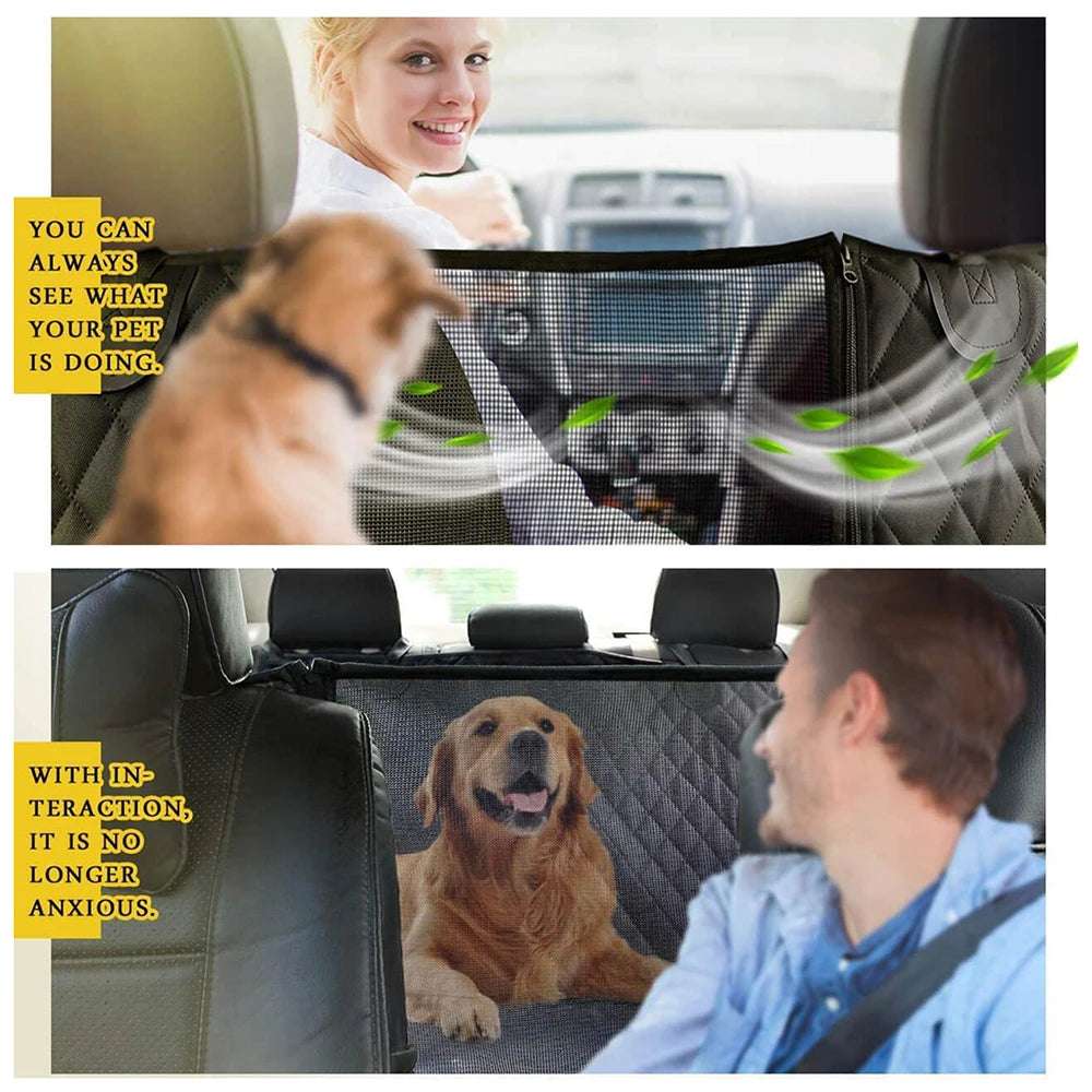 Dog Back Seat Cover – Waterproof Car Hammock with Mesh Window, Anti-Slip & Scratch-Proof