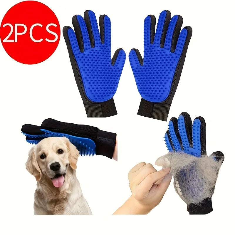 Pet Grooming Gloves (2-Pack) – Hair Removal & Massage Gloves for Dogs & Cats
