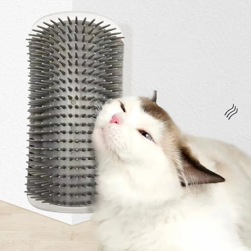 Cat Self-Groomer Corner Brush – Wall-Mounted Massage & De-Shedding Comb