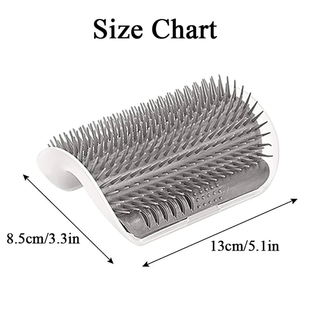 Cat Self-Groomer Corner Brush – Wall-Mounted Massage & De-Shedding Comb