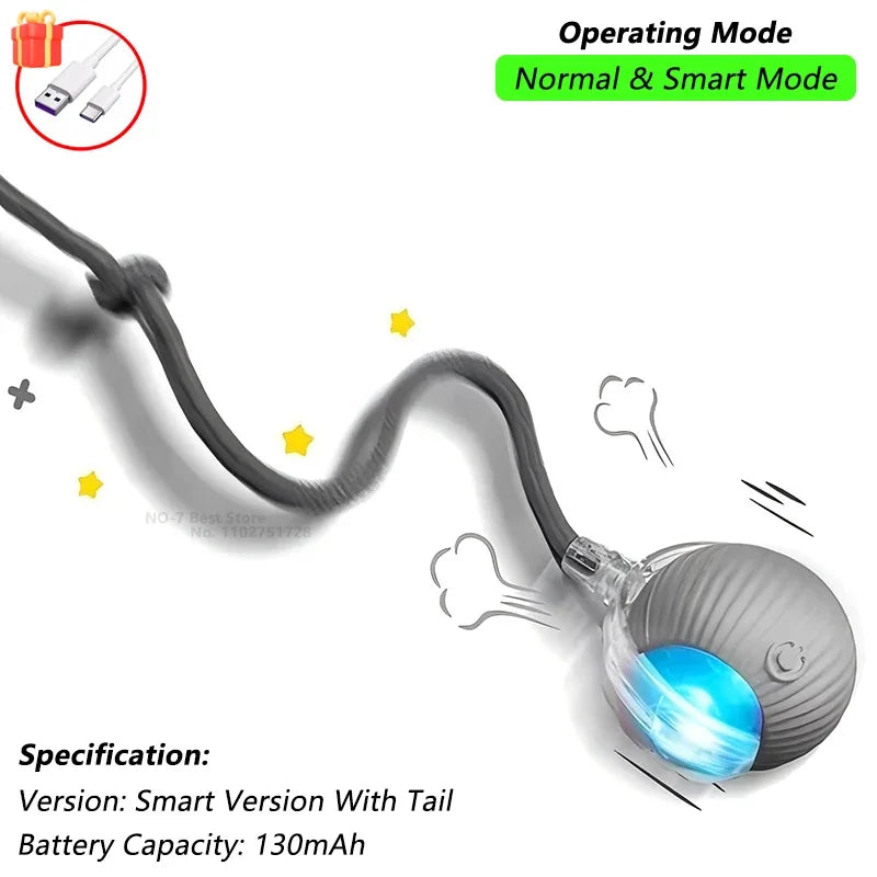 Interactive Cat Ball Toy – Rechargeable Self-Rolling Ball with Tail (1 & 2 Pack)
