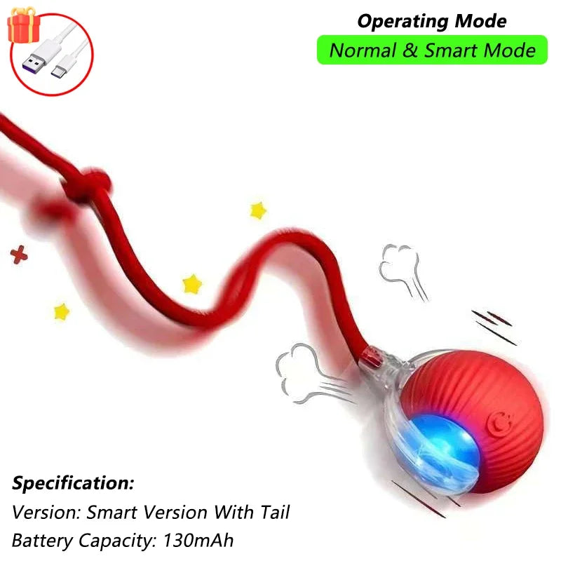 Interactive Cat Ball Toy – Rechargeable Self-Rolling Ball with Tail (1 & 2 Pack)
