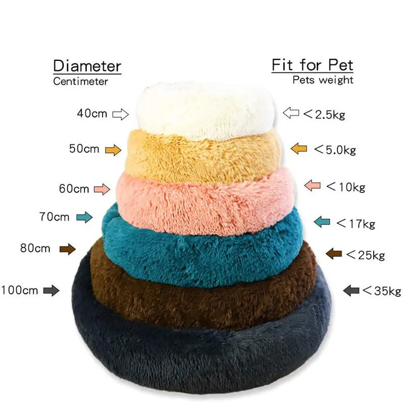 Calming Donut Dog Bed – Round Plush Anti-Anxiety Bed for Dogs & Cats (40–110 cm)