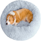 Round plush calming donut pet bed collection