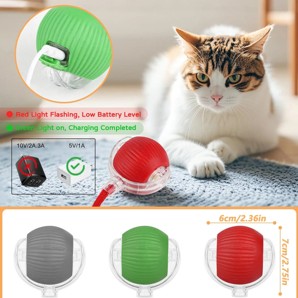 Interactive Cat Ball Toy – Rechargeable Self-Rolling Ball with Tail (1 & 2 Pack)