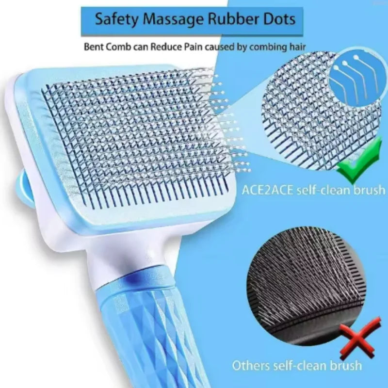 Self-Cleaning Pet Grooming Brush – Slicker Comb for Dogs & Cats