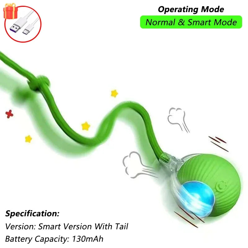 Interactive Cat Ball Toy – Rechargeable Self-Rolling Ball with Tail (1 & 2 Pack)